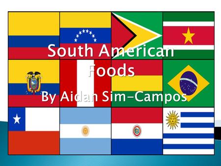 South American Foods By Aidan Sim-Campos.  A long time before the Europeans arrived in South America, the native population had a large selections of.