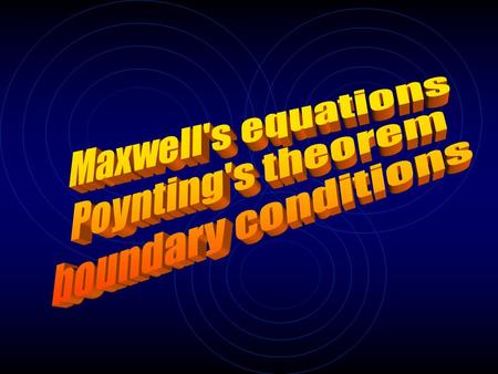 Maxwell’s equations constitutive relations D =  E  B =  H j =  E.
