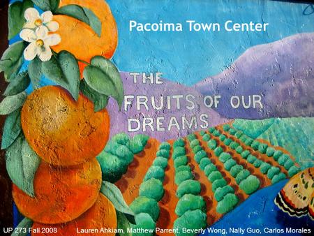 Pacoima Town Center UP 273 Fall 2008 Lauren Ahkiam, Matthew Parrent, Beverly Wong, Nally Guo, Carlos Morales.