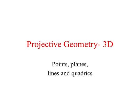 Projective Geometry- 3D