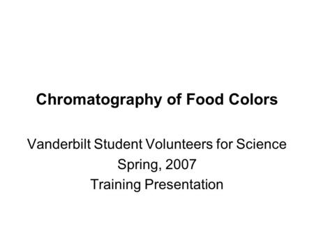 Chromatography of Food Colors