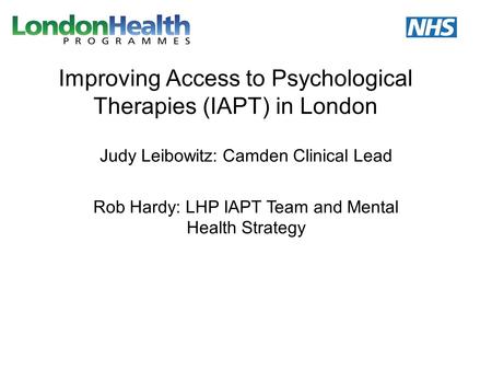 Improving Access to Psychological Therapies (IAPT) in London