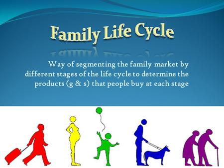 Way of segmenting the family market by different stages of the life cycle to determine the products (g & s) that people buy at each stage.