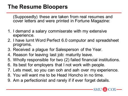 Acct Class 16 The Resume Bloopers