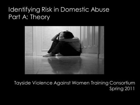 Identifying Risk in Domestic Abuse Part A: Theory Tayside Violence Against Women Training Consortium Spring 2011.