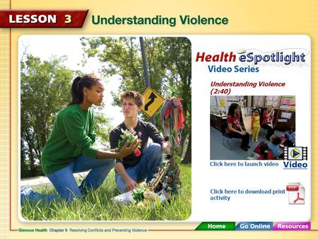 Understanding Violence (2:40) Click here to launch video Click here to download print activity.