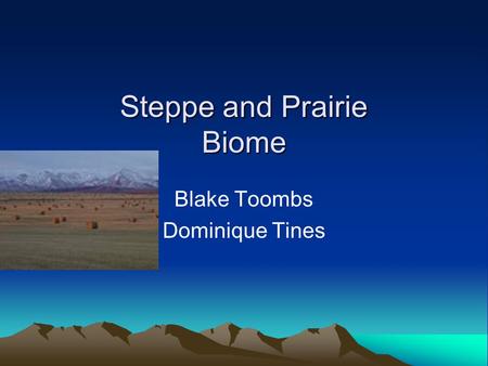 Steppe and Prairie Biome Blake Toombs Dominique Tines.