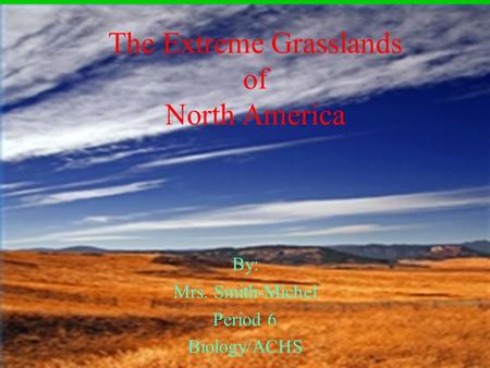 The Extreme Grasslands of North America By: Mrs. Smith-Michel Period 6 Biology/ACHS.