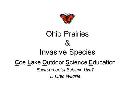 Ohio Prairies & Invasive Species Coe Lake Outdoor Science Education Environmental Science UNIT II. Ohio Wildlife.