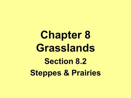 Section 8.2 Steppes & Prairies