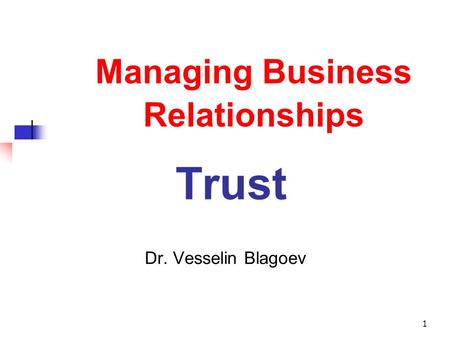 Managing Business Relationships Trust
