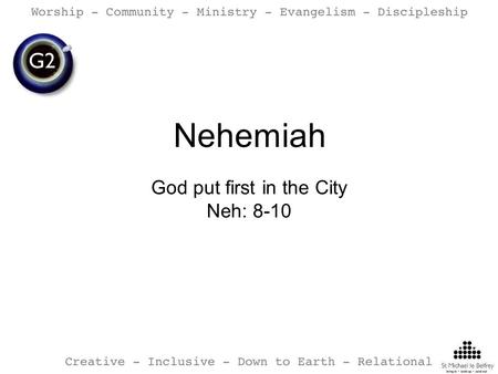Nehemiah God put first in the City Neh: 8-10. Write a cryptic confession on one of the cards on the table.