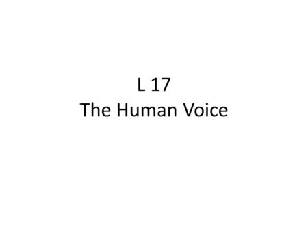 L 17 The Human Voice. The Vocal Tract epiglottis.