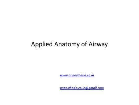 Applied Anatomy of Airway