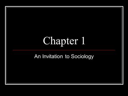 An Invitation to Sociology