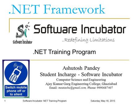 .NET Framework .NET Training Program Ashutosh Pandey