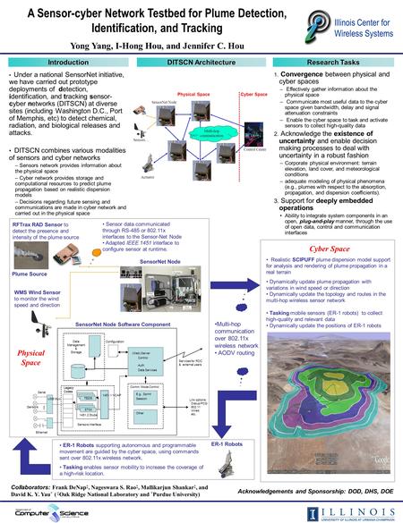 A Sensor-cyber Network Testbed for Plume Detection, Identification, and Tracking Yong Yang, I-Hong Hou, and Jennifer C. Hou Illinois Center for Wireless.