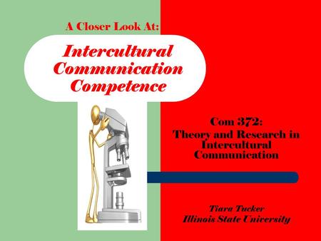 Intercultural Communication Competence Com 372: Theory and Research in Intercultural Communication Tiara Tucker Illinois State University A Closer Look.