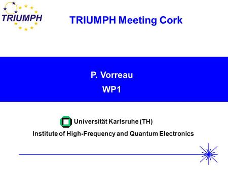 TRIUMPH Meeting Cork P. Vorreau WP1 Universität Karlsruhe (TH) Institute of High-Frequency and Quantum Electronics.