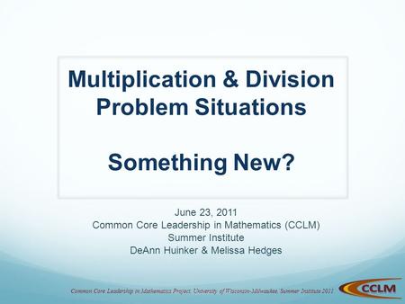 Multiplication & Division Problem Situations Something New?