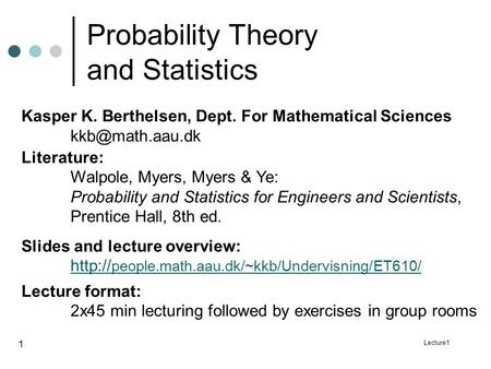 Probability Theory and Statistics