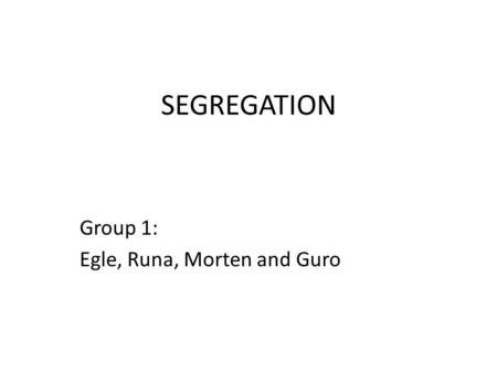 SEGREGATION Group 1: Egle, Runa, Morten and Guro.