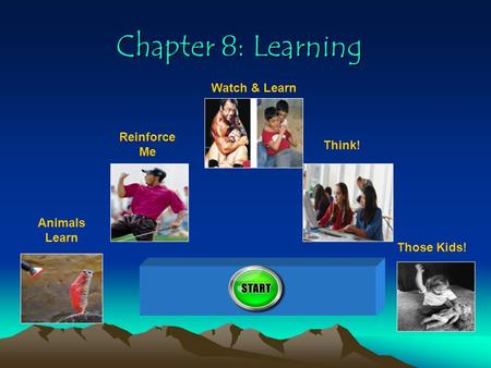 Chapter 8: Learning Watch & Learn Reinforce Me Think! Animals Learn