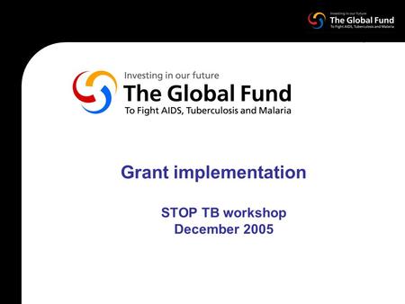 Grant implementation STOP TB workshop December 2005.