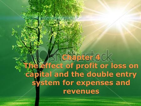 Chapter 4 The effect of profit or loss on capital and the double entry system for expenses and revenues.