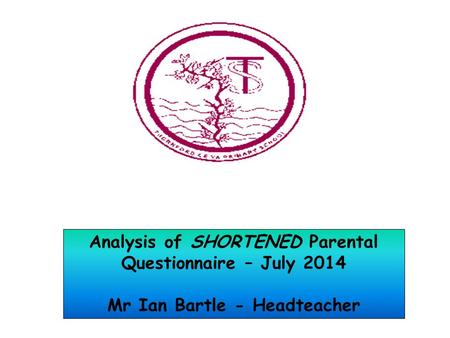 Analysis of SHORTENED Parental Questionnaire – July 2014 Mr Ian Bartle - Headteacher.