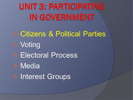 Unit 3: Participating in Government