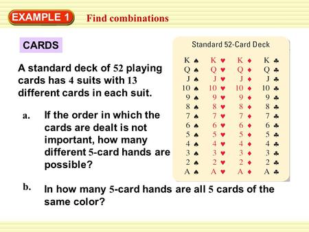 EXAMPLE 1 Find combinations CARDS