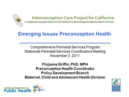 Emerging Issues Preconception Health