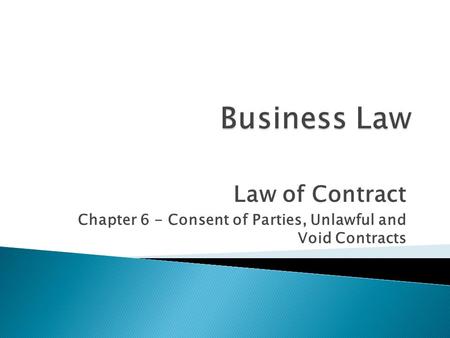 Business Law Law of Contract