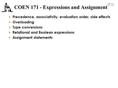 COEN Expressions and Assignment