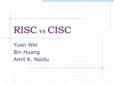 RISC vs CISC Yuan Wei Bin Huang Amit K. Naidu. Introduction - RISC and CISC Boundaries have blurred. Modern CPUs Utilize features of both. The Manufacturing.