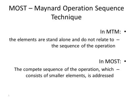 MOST – Maynard Operation Sequence Technique