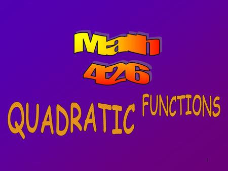 Math 426 FUNCTIONS QUADRATIC.
