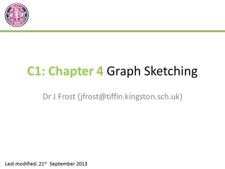 C1: Chapter 4 Graph Sketching