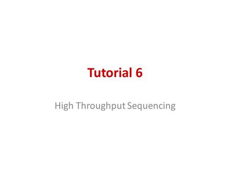 High Throughput Sequencing