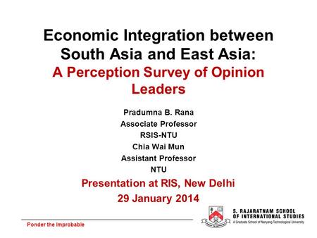 Presentation at RIS, New Delhi