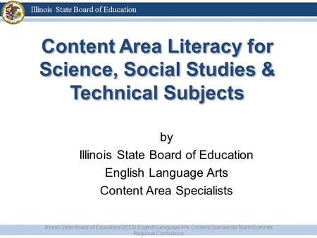 Content Area Literacy for Science, Social Studies & Technical Subjects