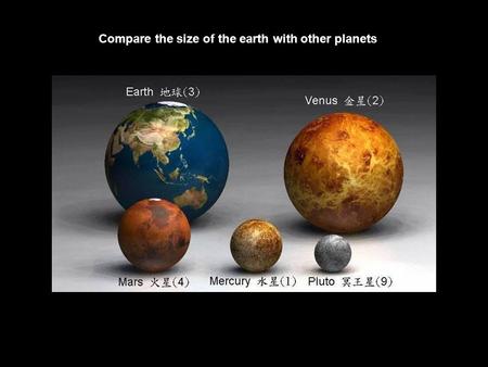 Compare the size of the earth with other planets.