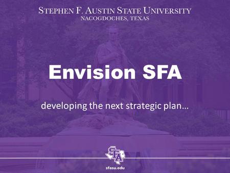 Envision SFA developing the next strategic plan….