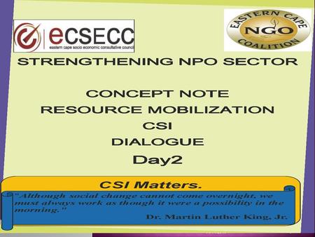 14/11/2013 1 ABCD DIALOGUES.  The global funding crisis has severely impacted on the sustainability of the Non Profit Organisation (NPO) sector,  In.