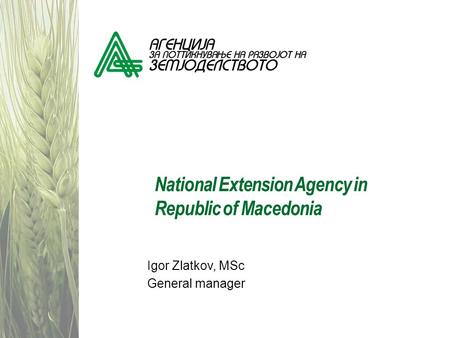 National Extension Agency in Republic of Macedonia