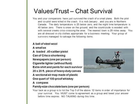 Values/Trust – Chat Survival