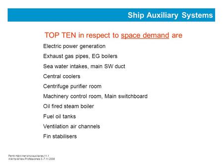 Ship Auxiliary Systems
