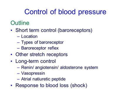 Control of blood pressure