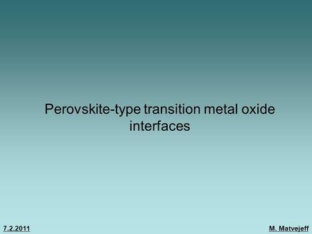 Perovskite-type transition metal oxide interfaces